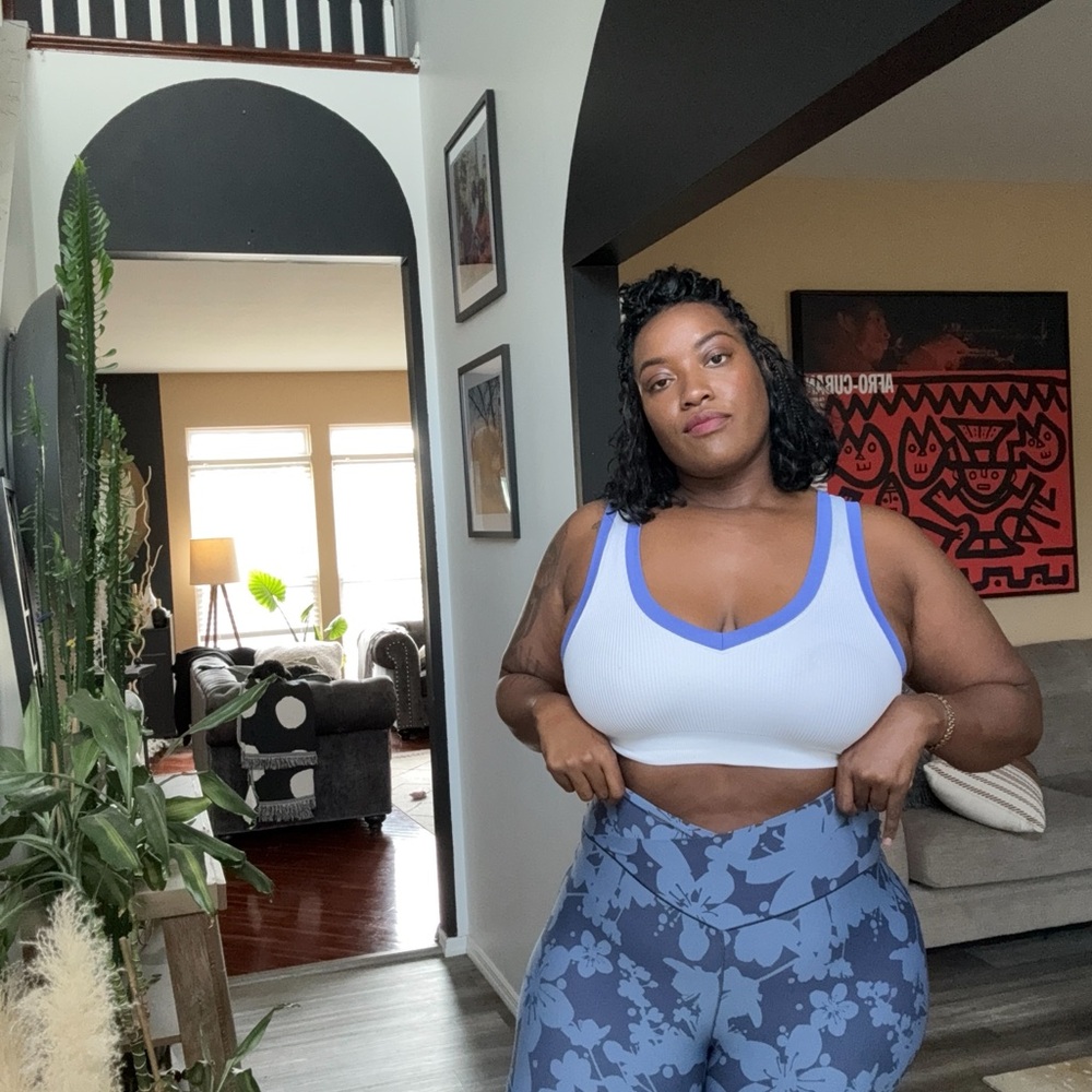 Aerie Blue Floral Flare leggings